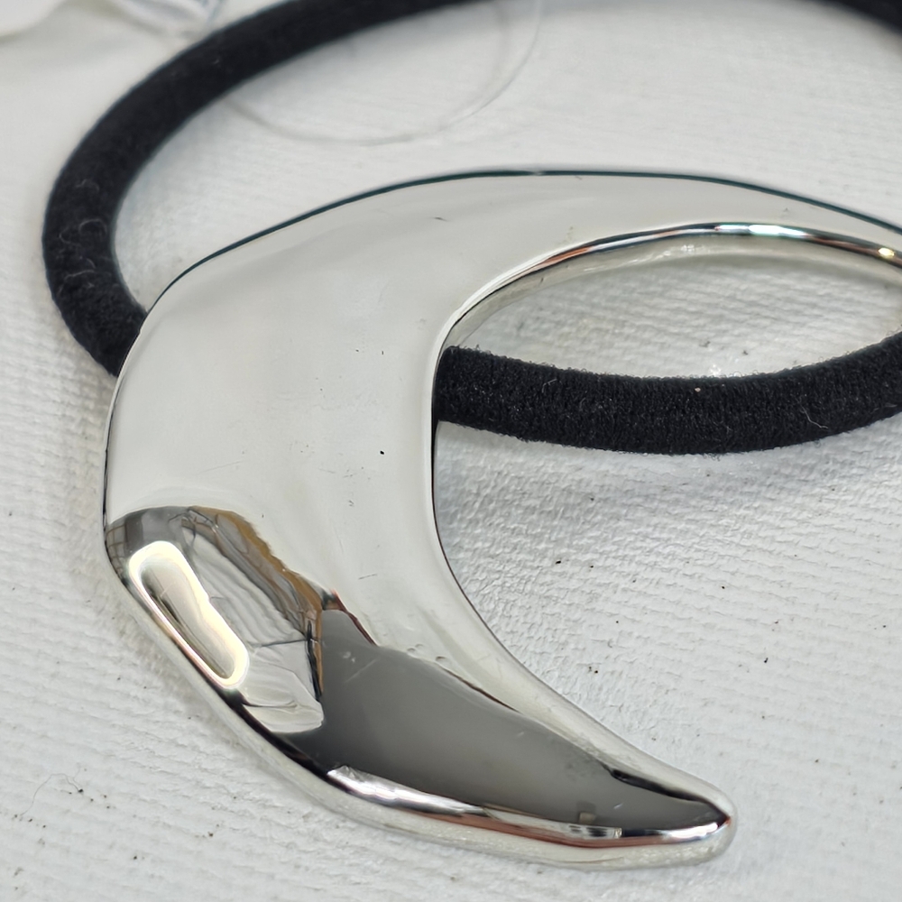 Free People Crescent Moon Pony Holder Hair Tie Accessories Silver Tone - Picture 2 of 7